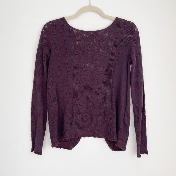 Free people whimsigoth witchy grunge twist sweater open sheer dark floral small - Picture 10 of 11